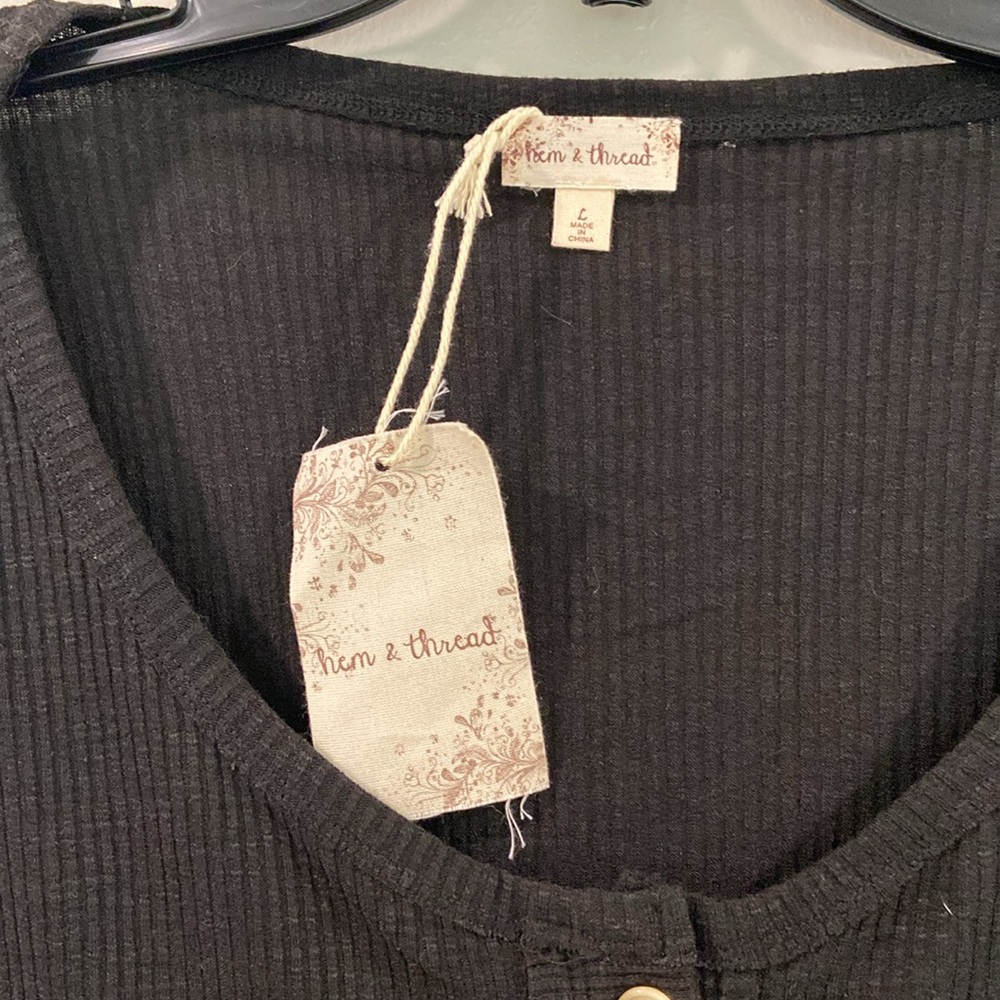Hem & Thread Black Ribbed Cardigan - Picture 3 of 3